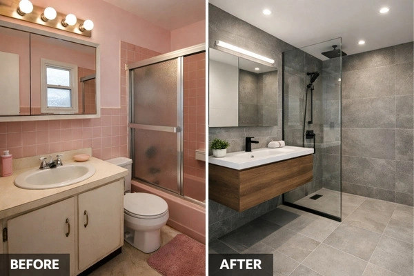 How To Plan A Home Remodel Budget In 2026 (Without Blowing It) 4 Before and after bathroom remodel comparison