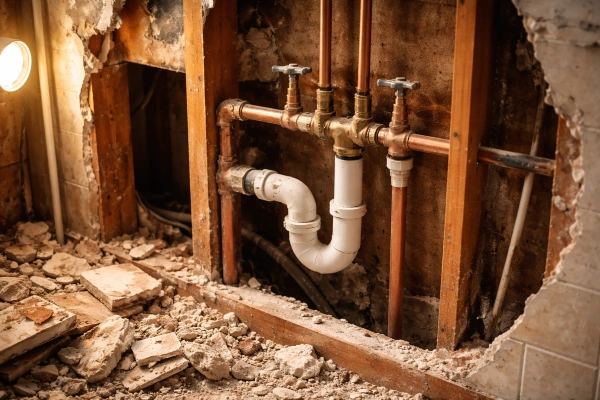 Exposed plumbing during bathroom remodel hidden problems