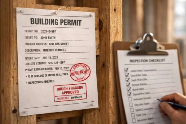 What Is The Most Expensive Part Of Remodeling A House In 2026? 4 Building permit posted at residential remodel site