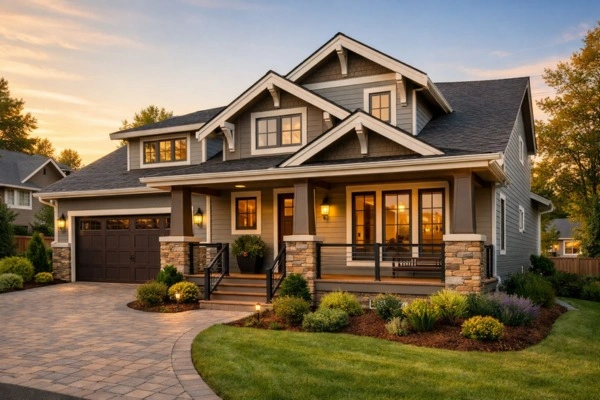 Completed modern home exterior representing a successful remodel or new build