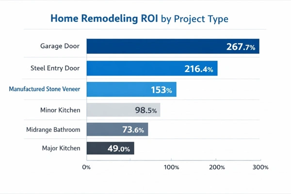 Home remodeling ROI comparison chart by project type 2026