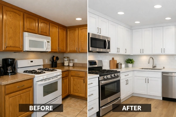 Before and after kitchen remodel comparison