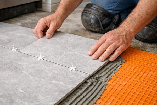 Cost To Remodel A Kitchen In 2026: What You'll Actually Spend 2 Tile flooring installation over DITRA uncoupling membrane in a kitchen