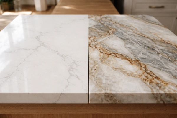 Quartz vs quartzite countertop comparison for kitchen remodel value