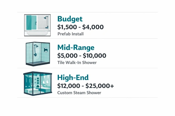 Tub and shower remodel cost breakdown by budget tier 2026