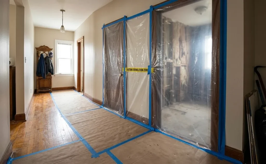 Bathroom Renovation Order: The Right Sequence In 2026 3 Protecting home during bathroom renovation demolition prep
