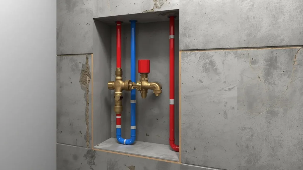 Bathroom Renovation Order: The Right Sequence In 2026 6 Bathroom rough-in plumbing lines positioned in wall