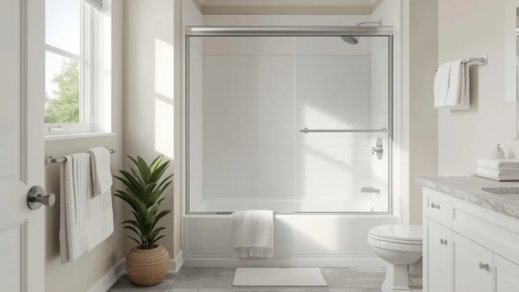 Bath Vs Shower: Costs, Resale Value & Which One Wins In 2026 4 Staged bathroom with tub-shower combo for home resale appeal