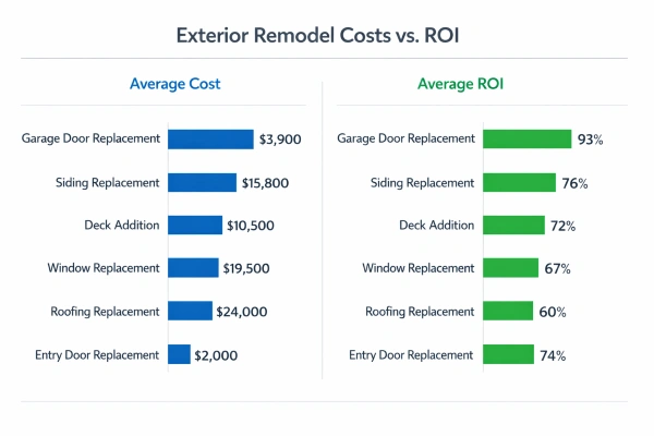 Exterior remodel cost and ROI comparison chart 2026