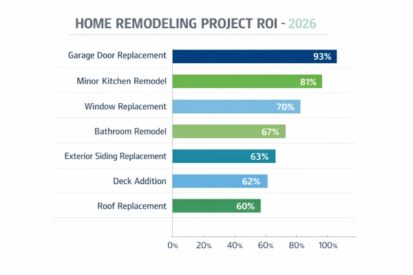 Home remodeling ROI comparison chart by project type 2026