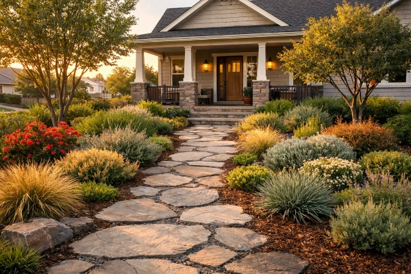Professional landscaping front yard curb appeal