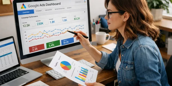 Google Ads consultant examining analytics and reports in Philadelphia, PA