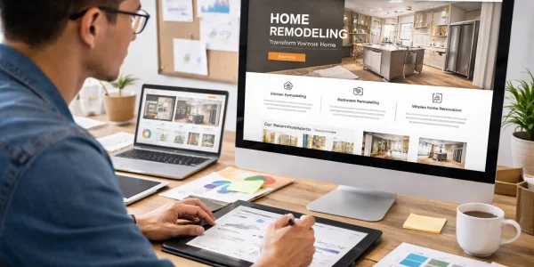 Professional web designer building a remodeling company website in Jacksonville, FL